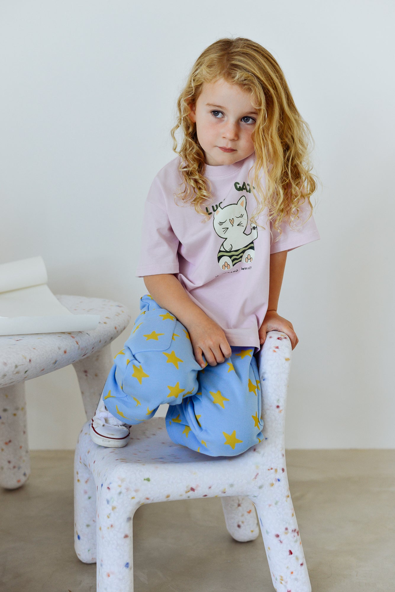 Sunday Siblings - Holiday Pants - Blue & Mustard Stars