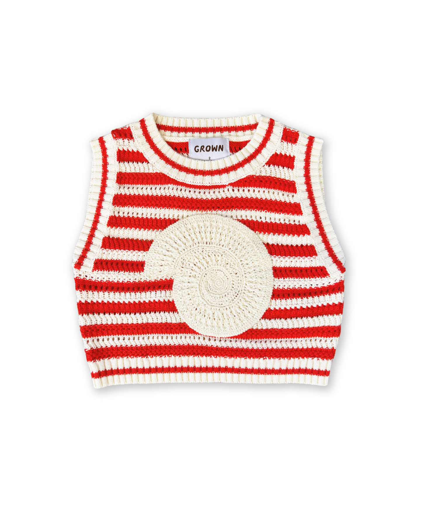 Grown - Knitted Crochet-Shell Vest - Chilli