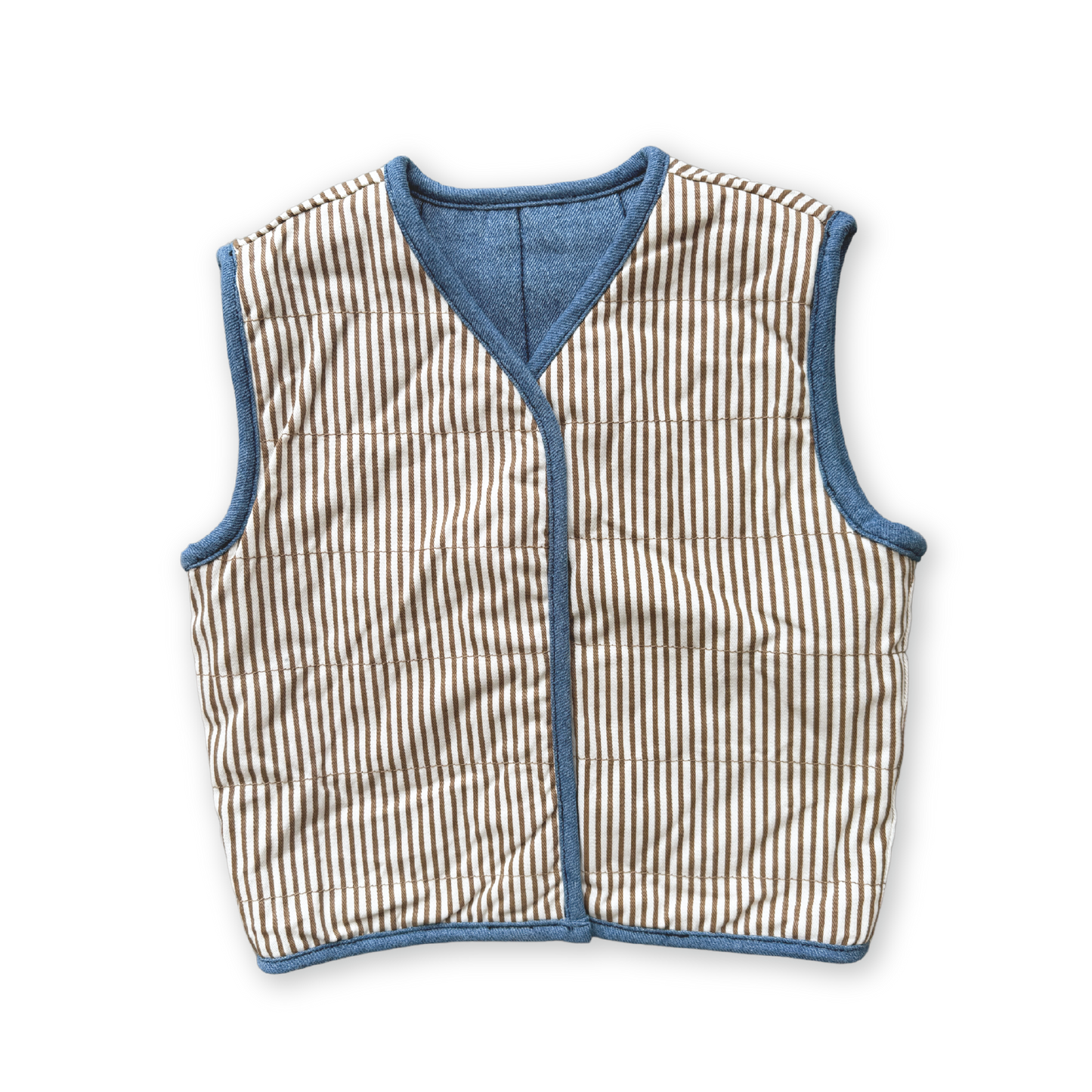Grown - Quilted Reversible Vest - Denim & Paint