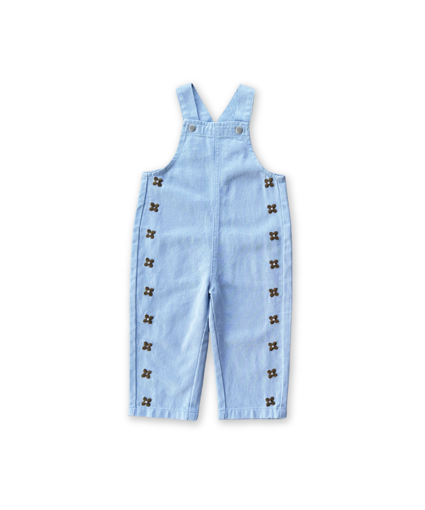 Grown - Organic Embroidery Posy Overalls - Ice Blue