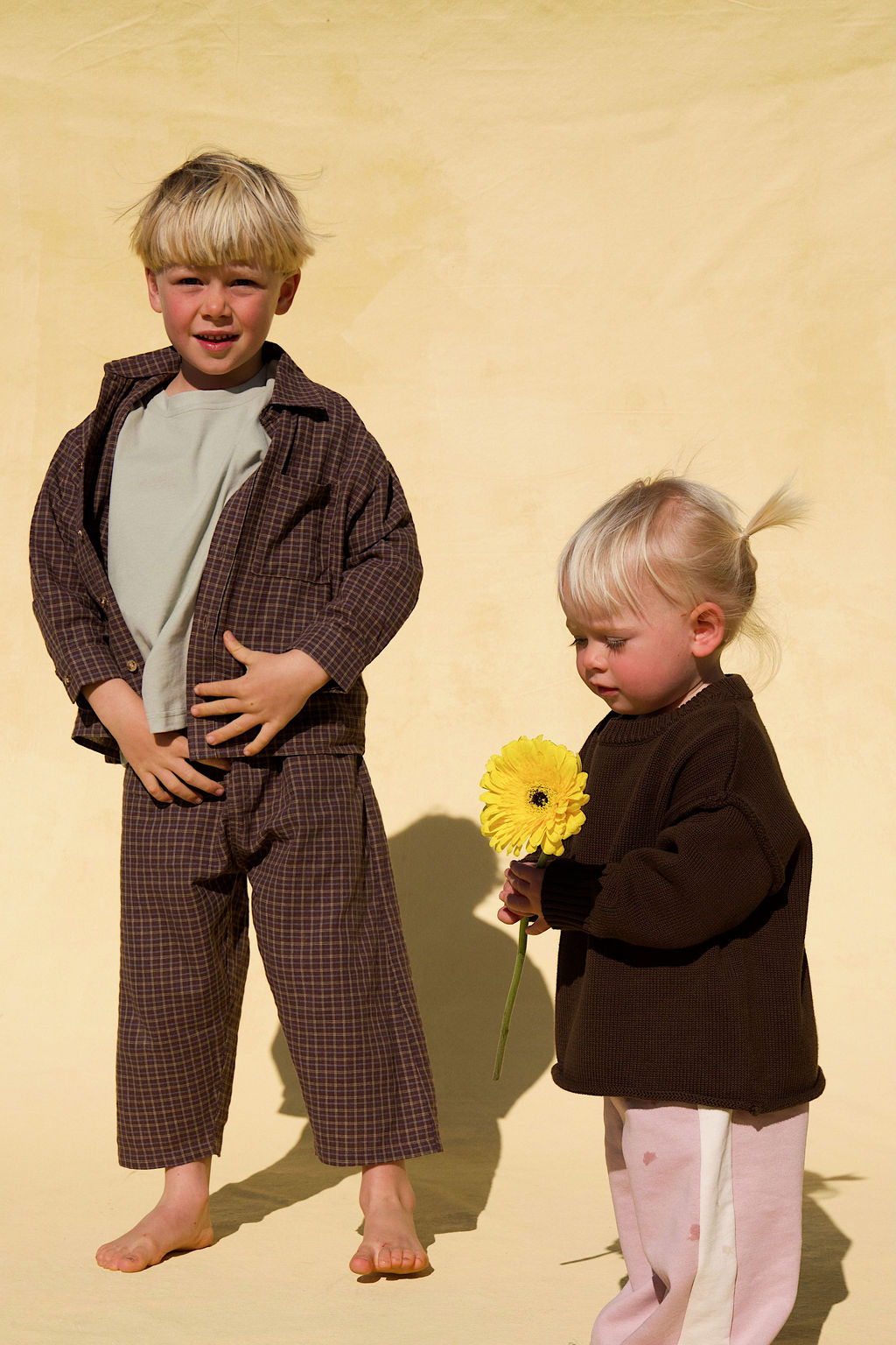Little the Label - Dusty Drop Crotch Pant - Choc Gingham