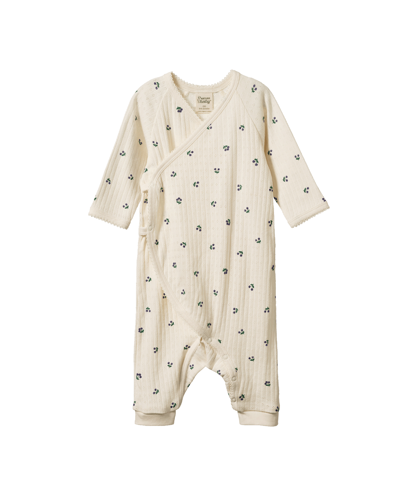 Nature Baby - Pointelle Kimono Stretch and Grow - Winter Berry Print