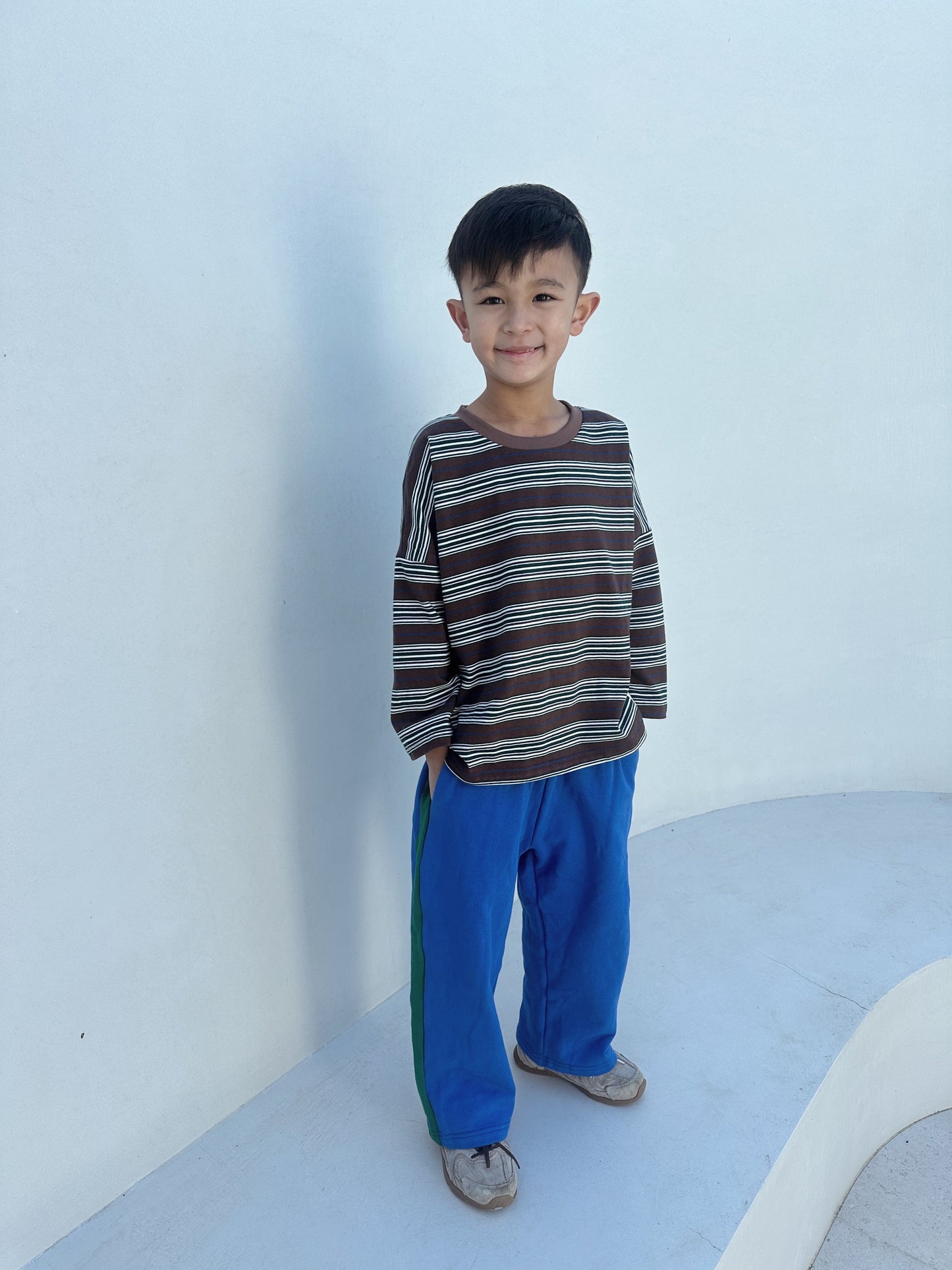 Tiny Trove - Penn Stripe Cotton Long Sleeve Tee - Chocolate Rugby Stripe