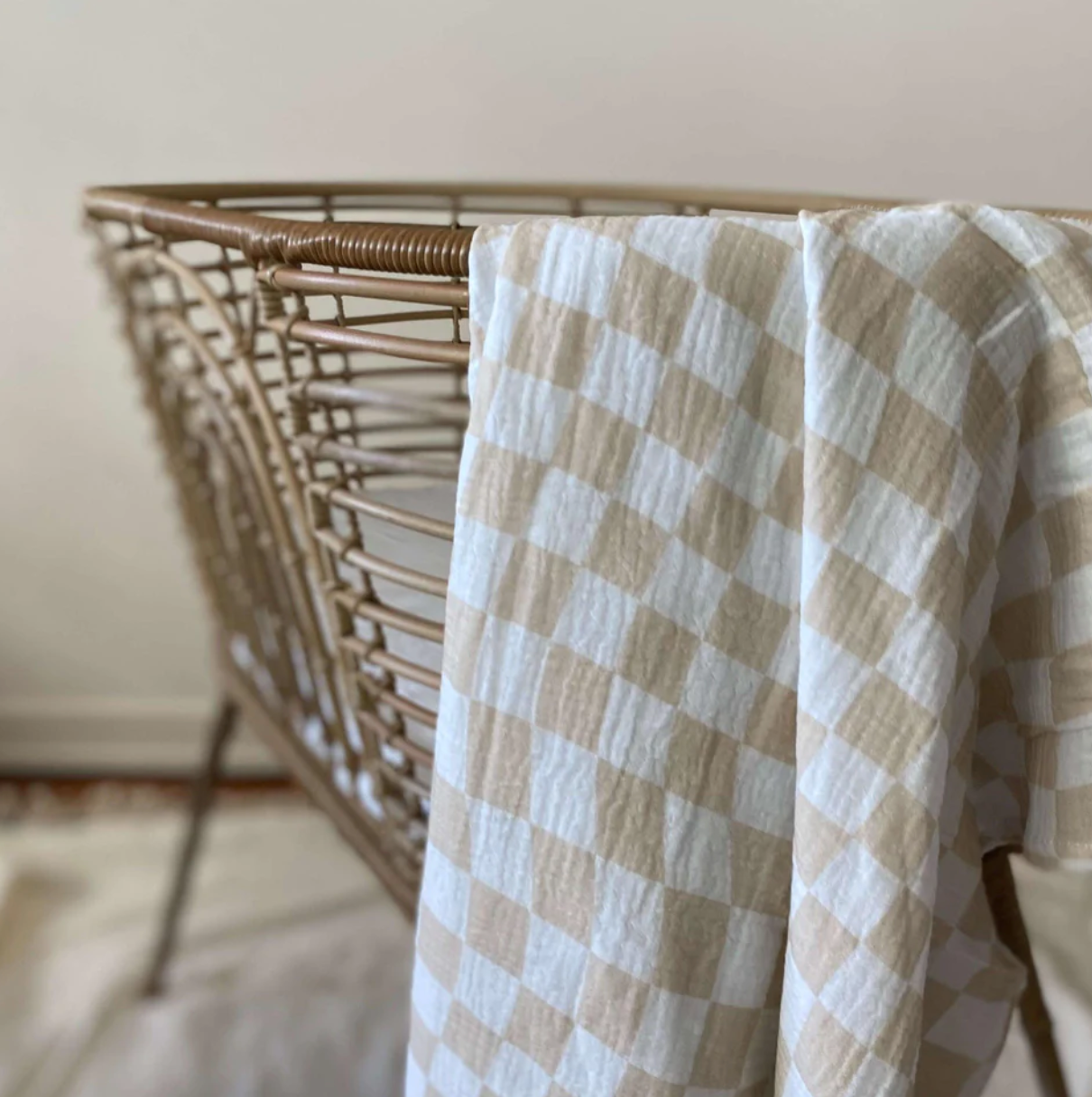 Golden Child - Wavy Check Organic Swaddle - Neutral