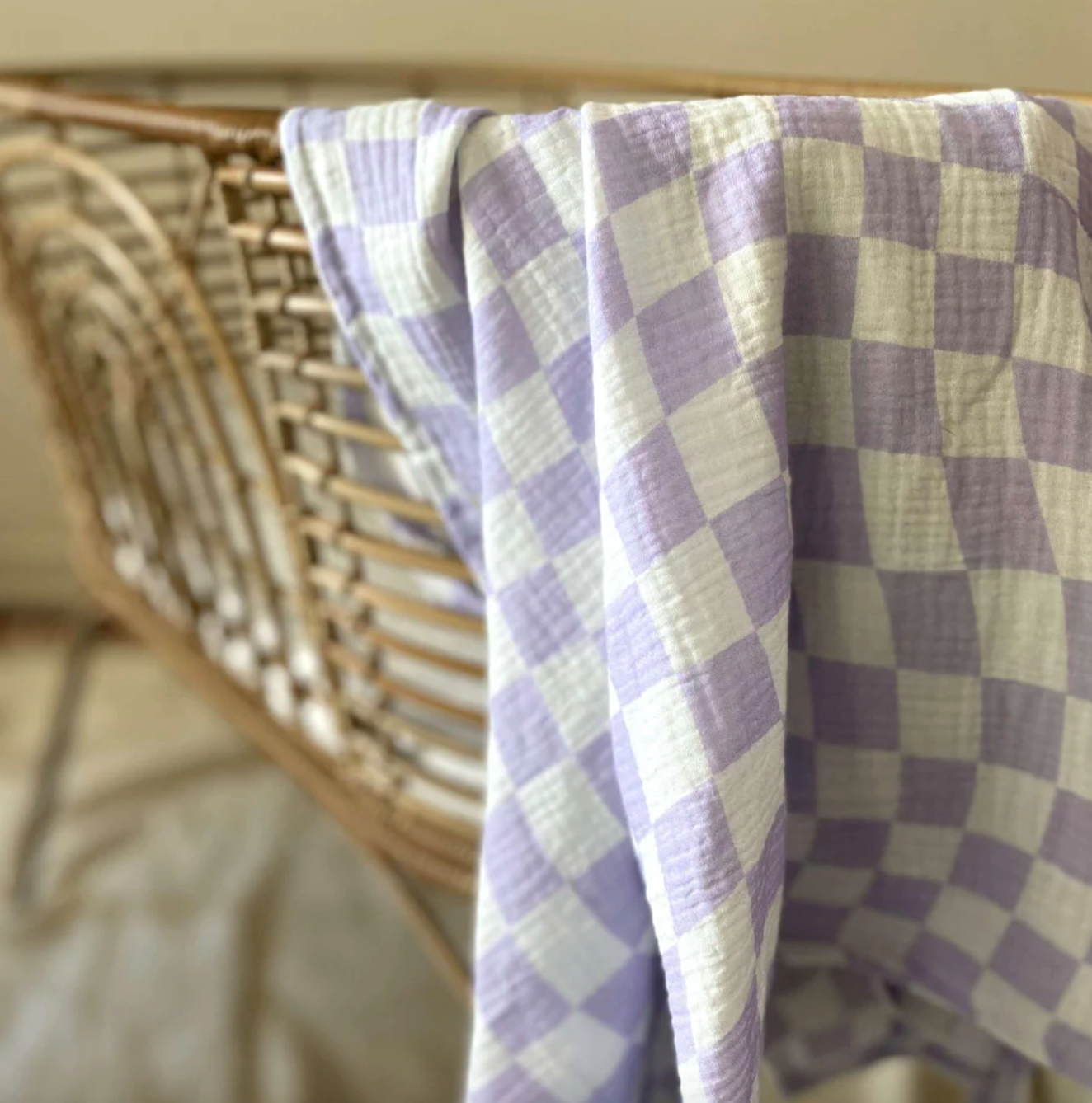 Golden Child - Wavy Check Organic Swaddle - Lilac