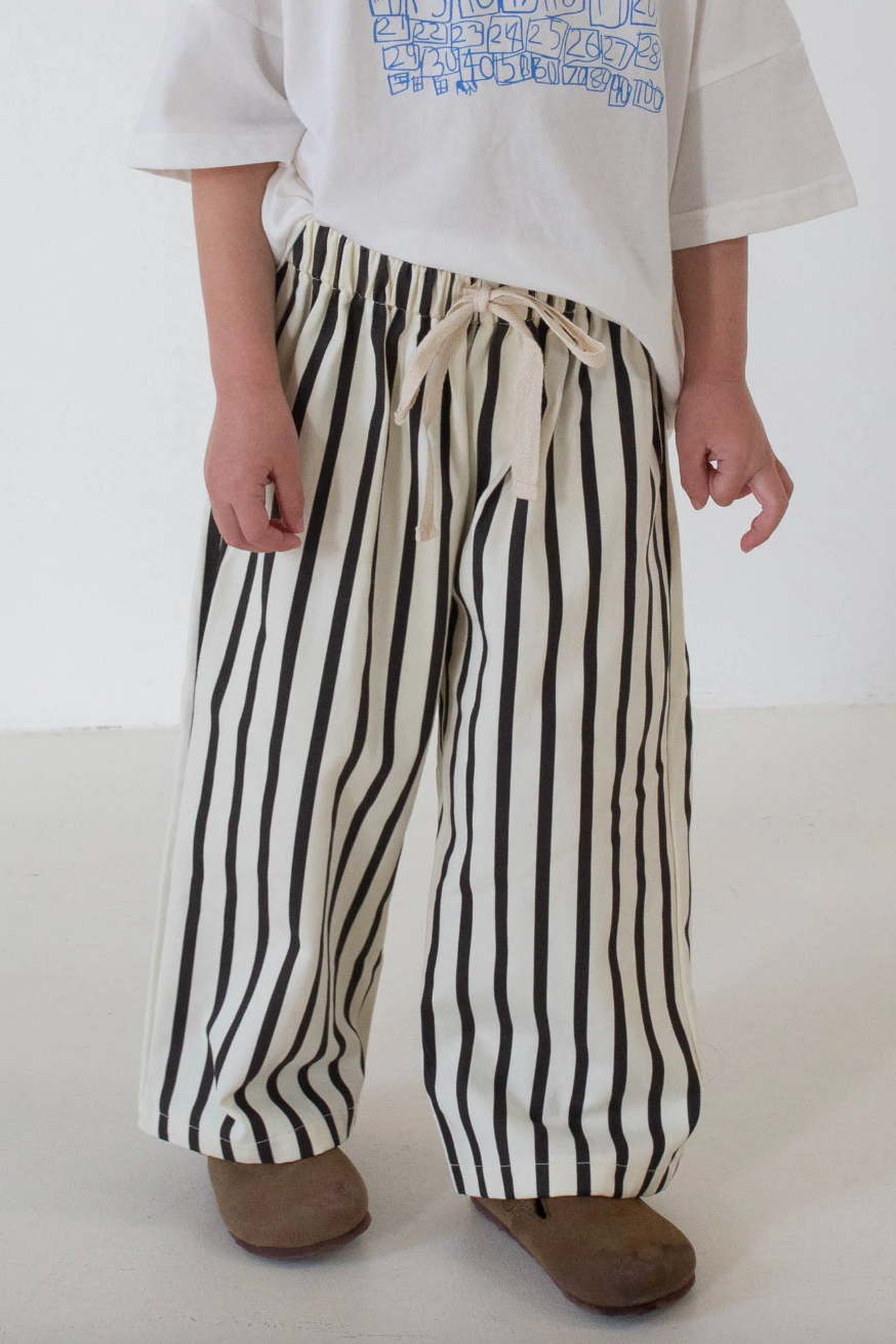 Tiny Trove - Billie Stripe Cotton Pants - Cream/Cocoa Stripe