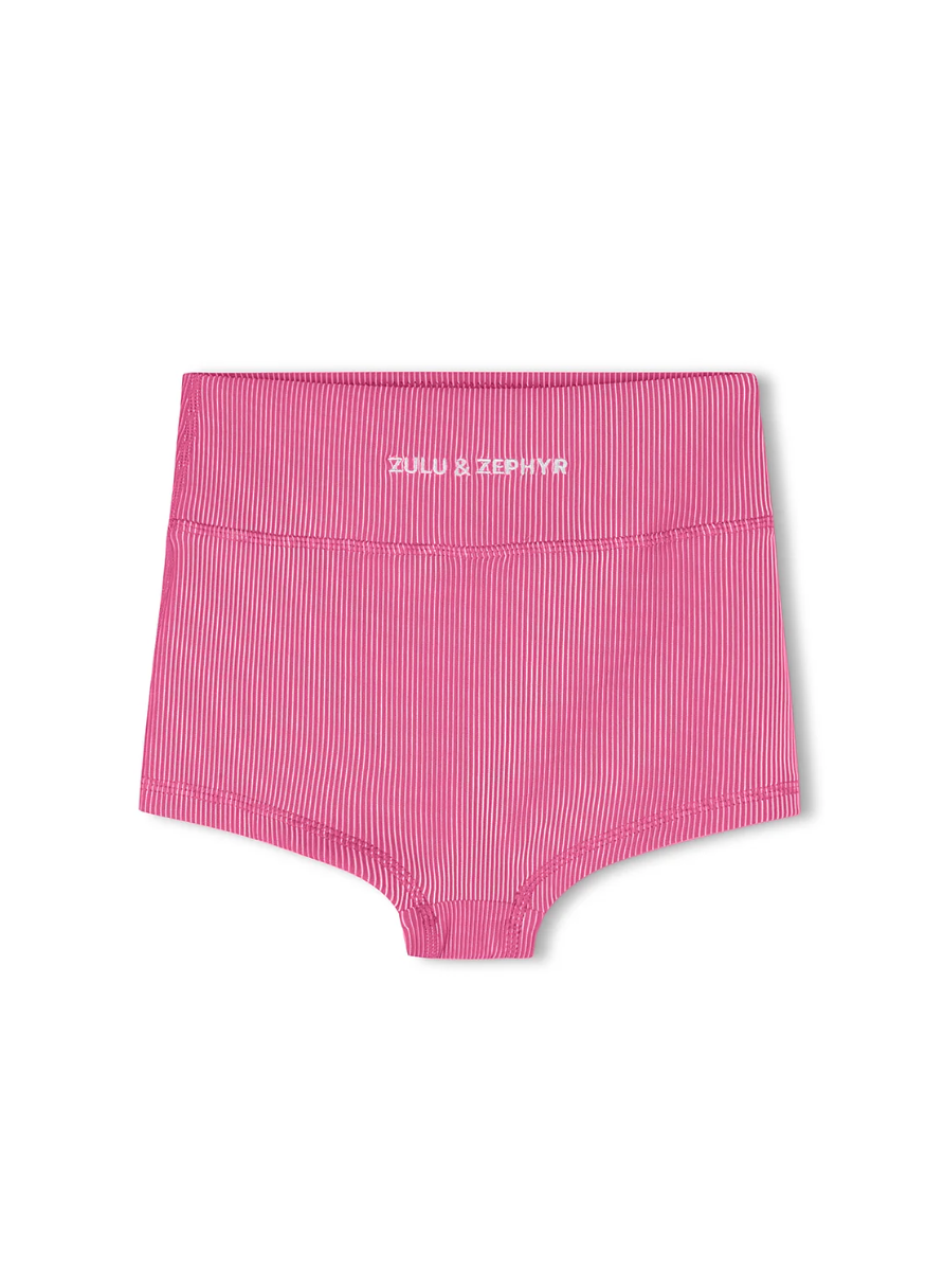 Zulu & Zephyr - Mini Stripe Rib Boy Short - Shell Pink