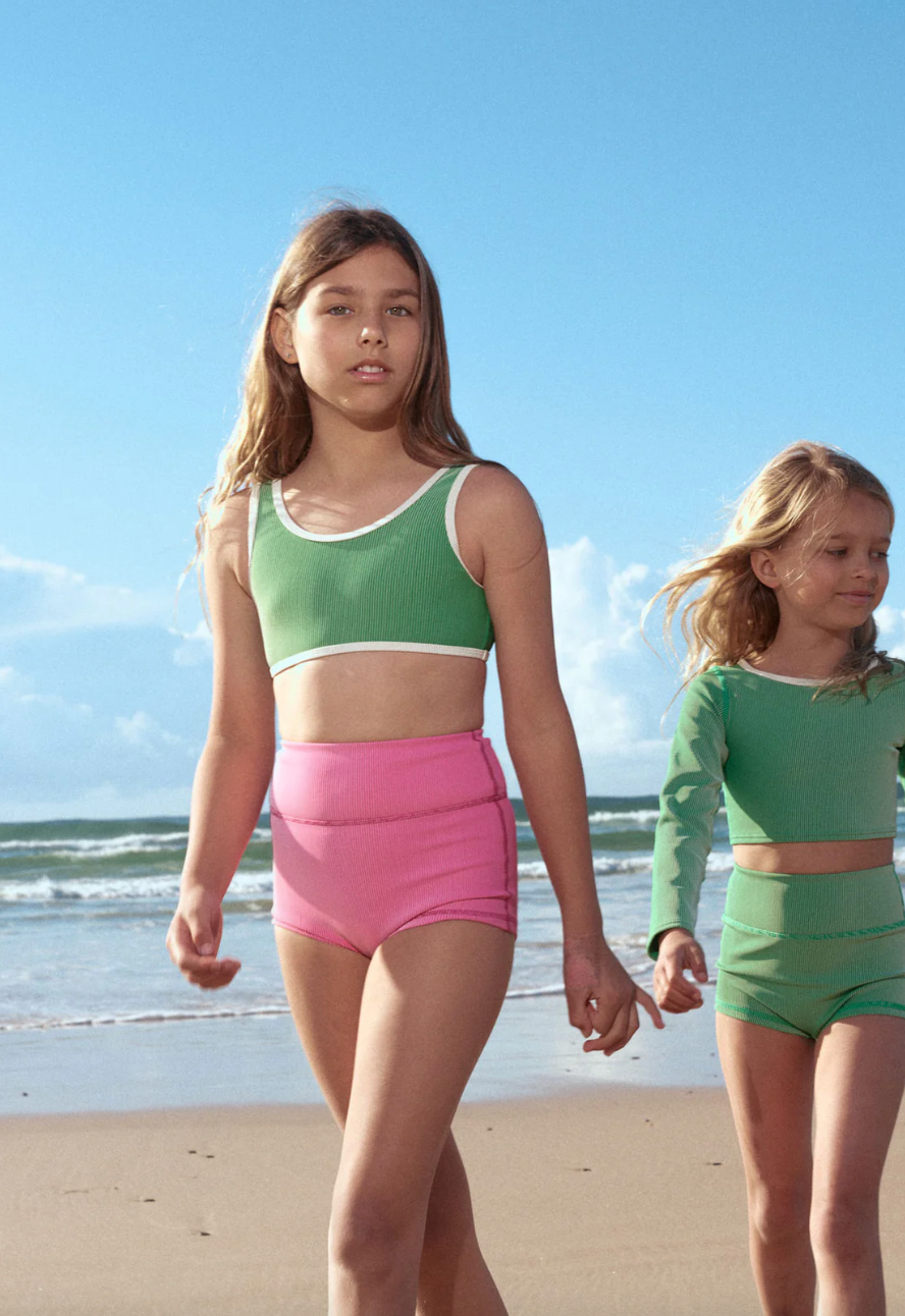 Zulu & Zephyr - Mini Stripe Rib Boy Short - Shell Pink