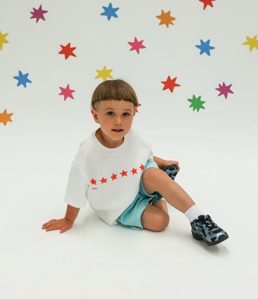 Sunday Siblings - Stars Align Tee - White & Red