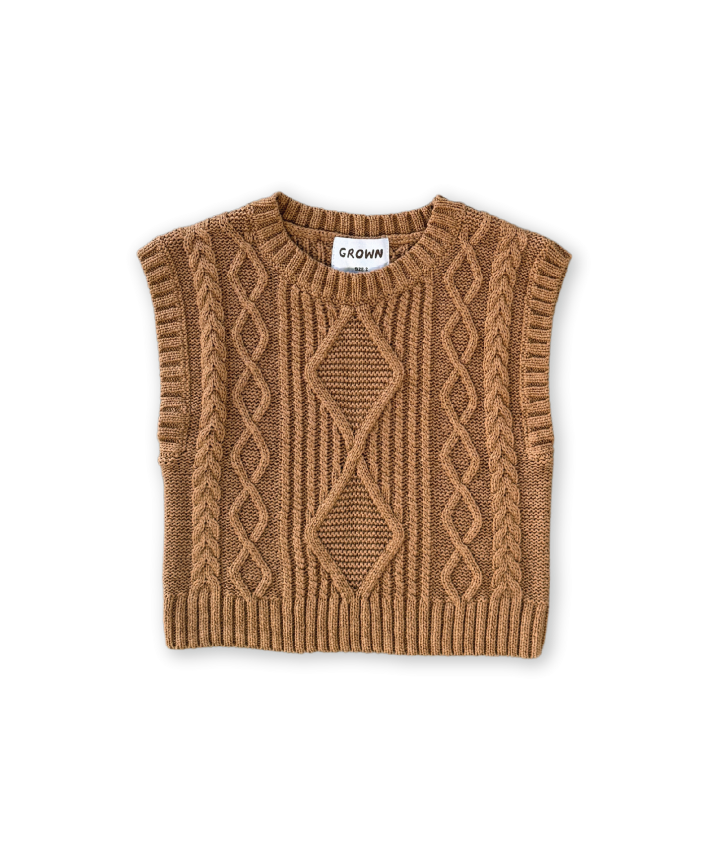 Grown - Chunky Cable Knit Vest - Toast