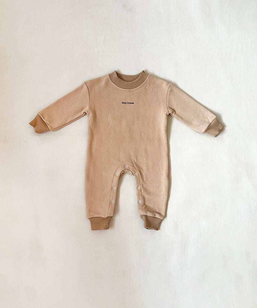 Tiny Trove - Otto Puff Circle Logo Romper - Fawn