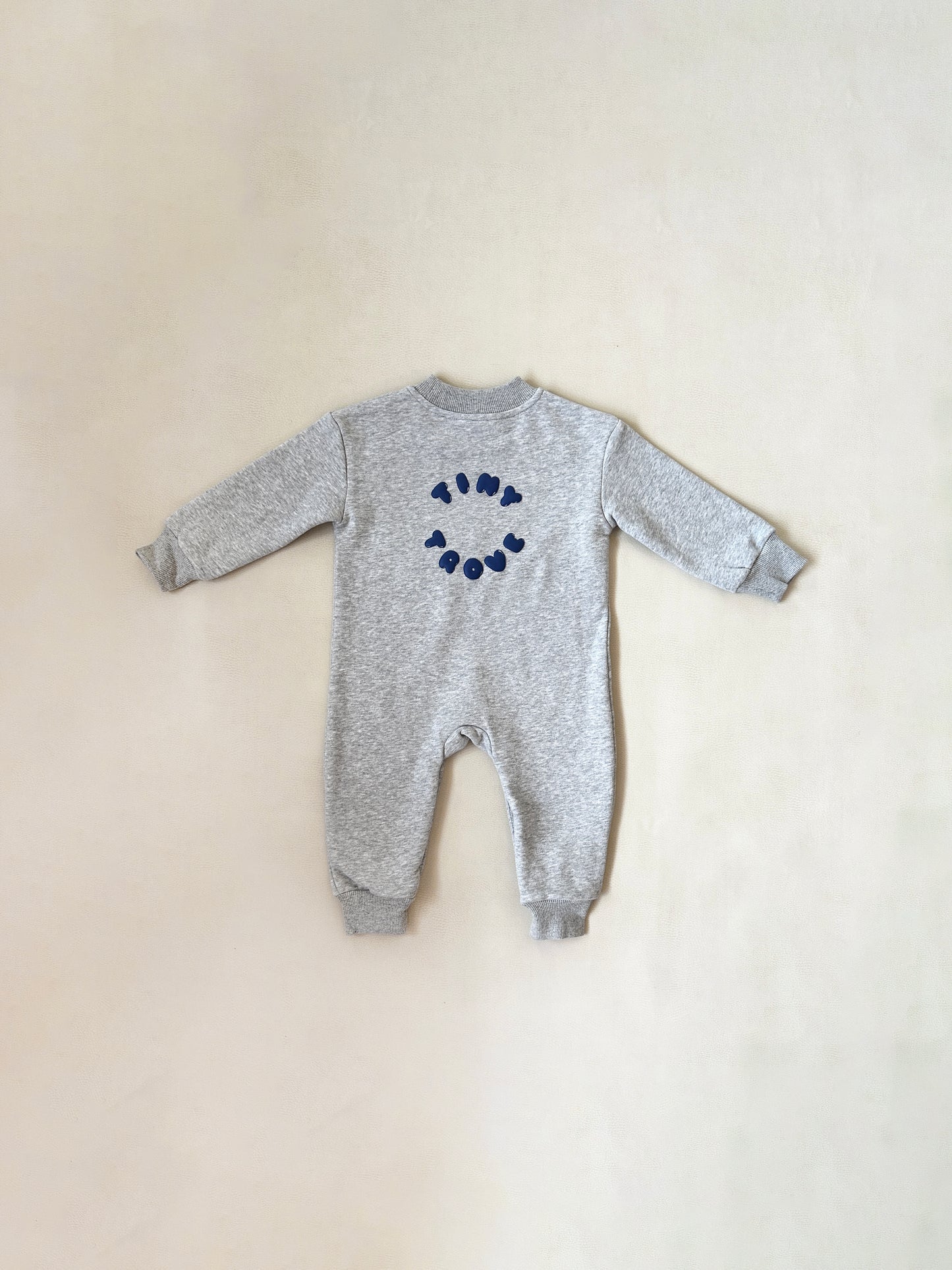Tiny Trove - Otto Puff Circle Logo Romper - Grey Marle