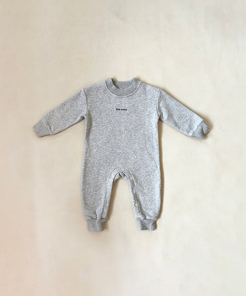 Tiny Trove - Otto Puff Circle Logo Romper - Grey Marle