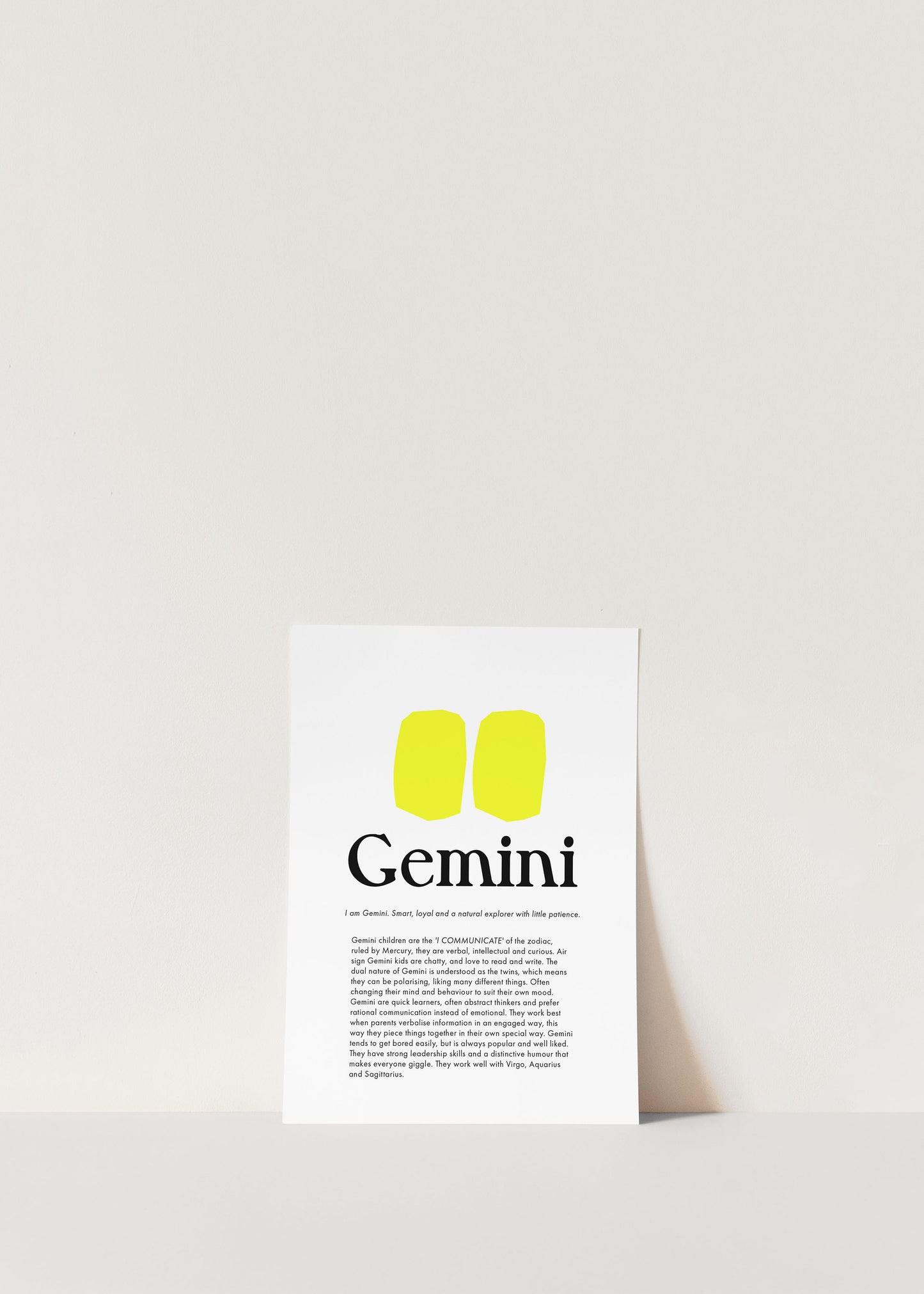 La Terre Press - Children's Zodiac Print - Gemini