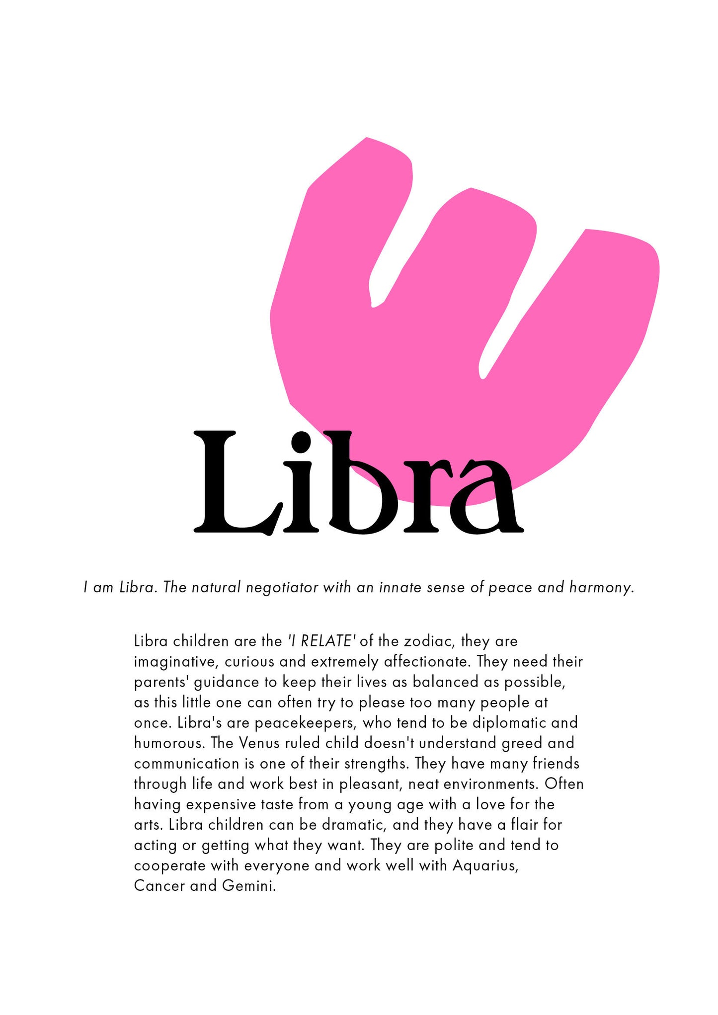 La Terre Press - Children's Zodiac Print - Libra