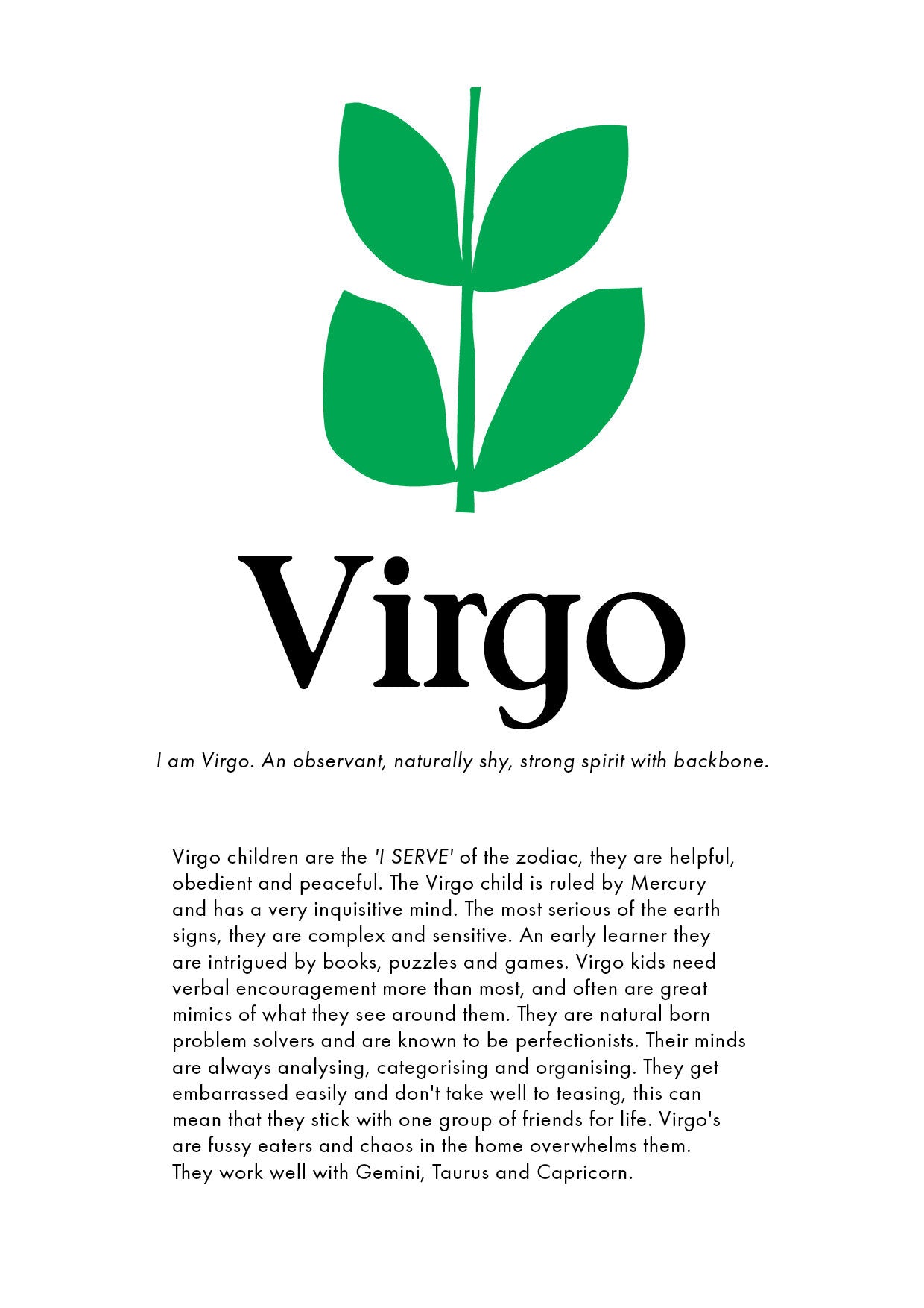 La Terre Press - Children's Zodiac Print - Virgo