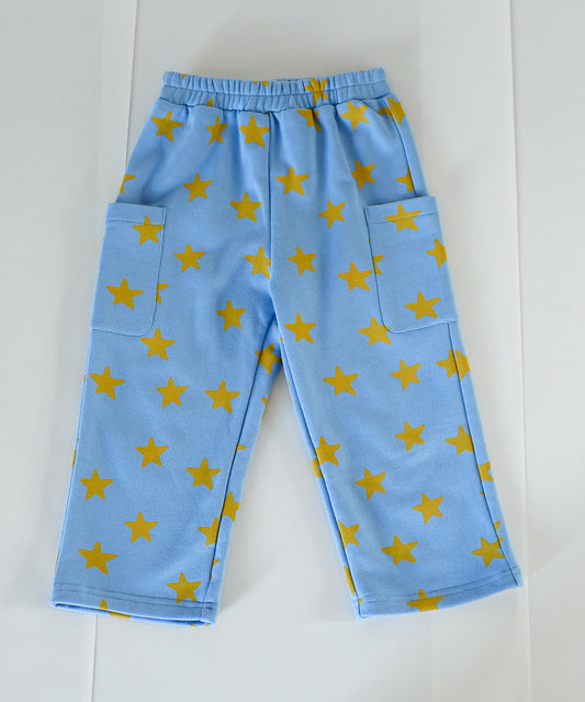 Sunday Siblings - Holiday Pants - Blue & Mustard Stars