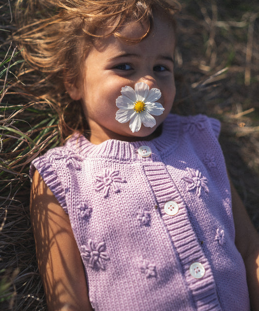 Illoura the Label - Floral Knitted Vest - Mauve