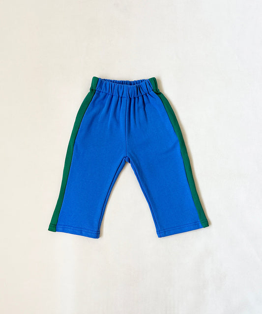 Tiny Trove - Elio Cotton Racer Pants - Royal Blue/Green