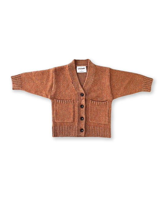 Grown - Fleck Yarn Pocket Cardigan - Tawny