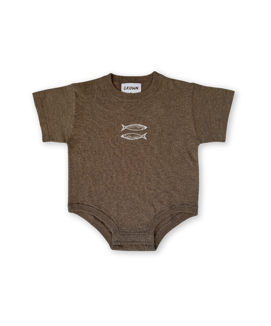 Grown - Organic Sardine Oversized Romper - Mud