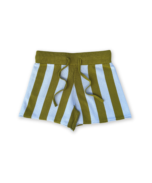 Grown - Vertical Stripe Knit Shorts - Ocean & Leaf