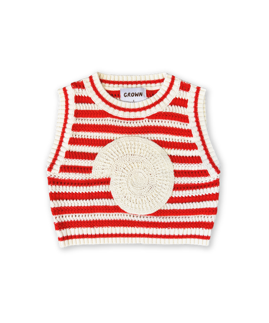 Grown - Knitted Crochet-Shell Vest - Chilli
