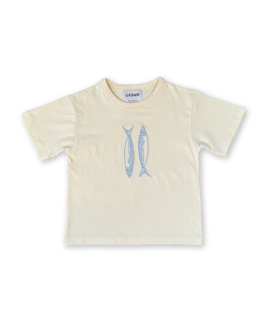 Grown - Sardine Embroidered Tee - Milk