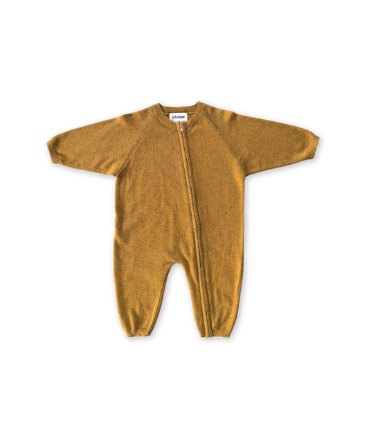 Grown - Organic Essential Zip Starsuit - Golden Speckle