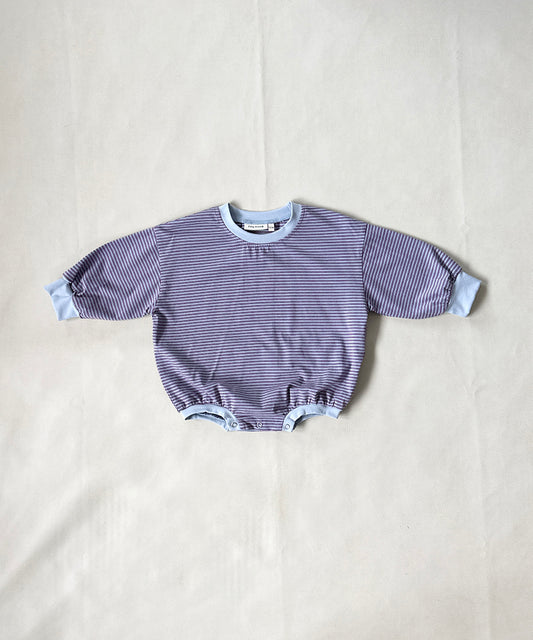 Tiny Trove - Hennie Cotton Stripe Bodysuit - Blue/Maroon Stripe