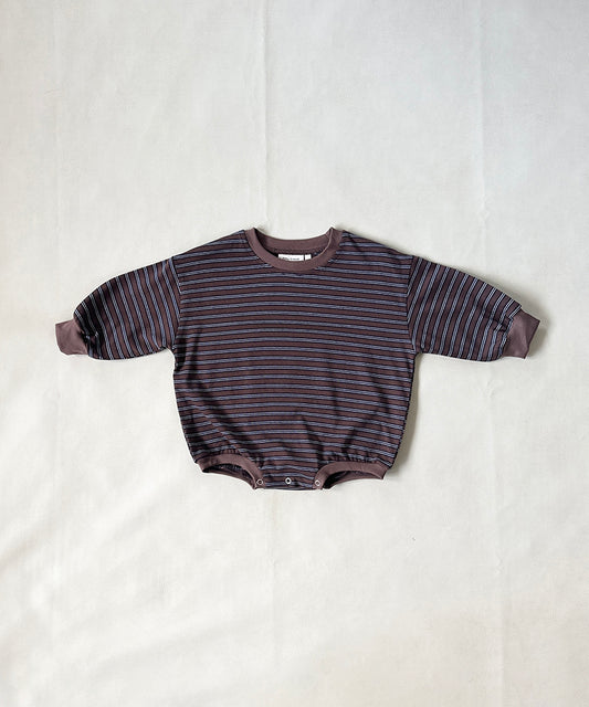 Tiny Trove - Hennie Cotton Stripe Bodysuit - Mocha Stripe
