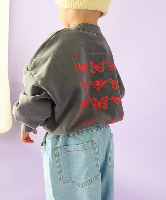 Wylde the Label - Chasing Butterflies Pullover - Charcoal