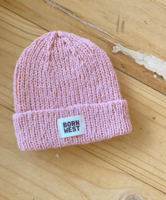 Born West - Hand Knitted Beanie - Cloud Pink