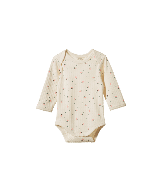 Nature Baby - Long Sleeve Bodysuit Pointelle - Posey Blossom Print