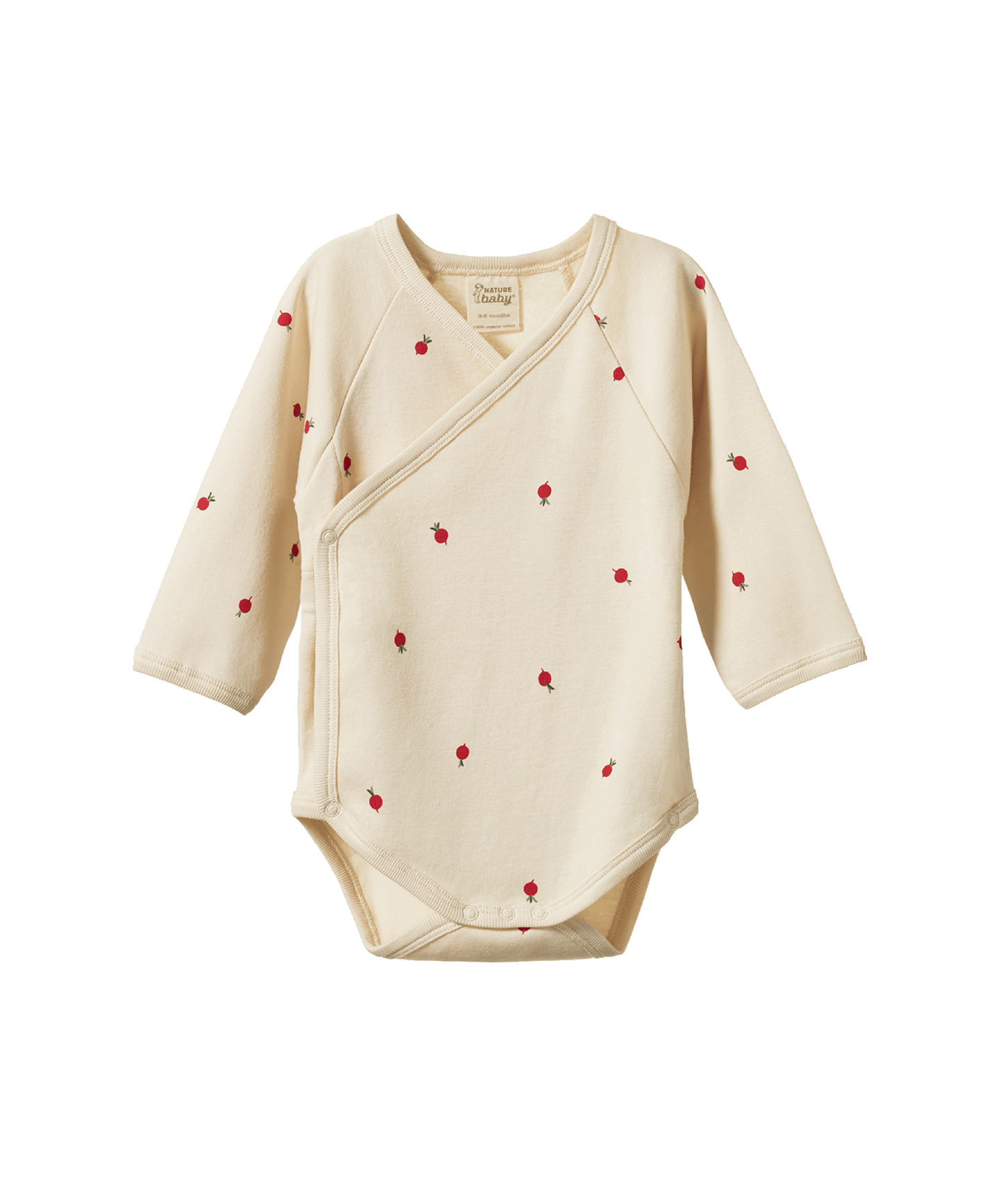 Nature Baby - Long Sleeve Kimono Bodysuit - Radish Print