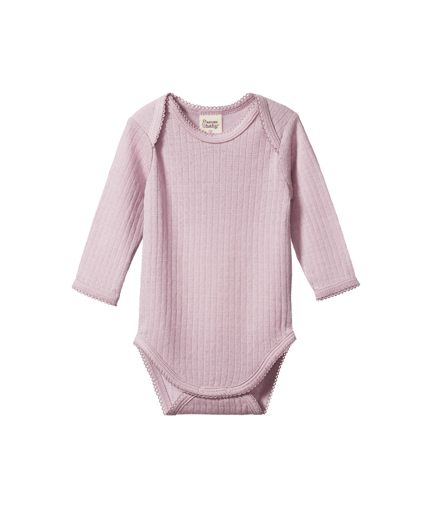 Nature Baby - Merino Pointelle Long Sleeve Bodysuit - Lilac