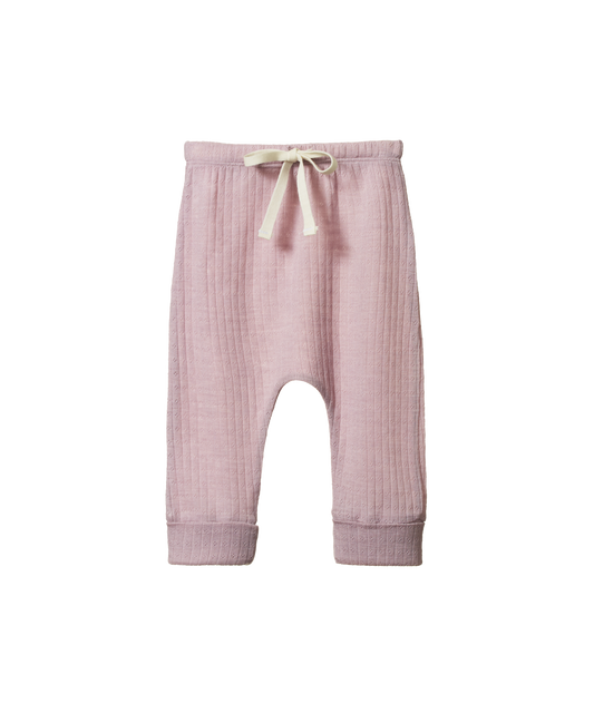 Nature Baby - Merino Pointelle Drawstring Pants - Lilac