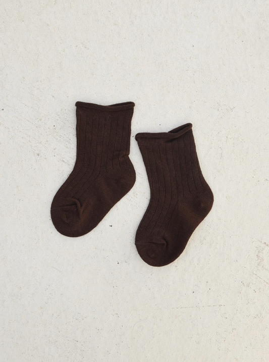 Tiny Trove - Ribbed Socks - Chocolate