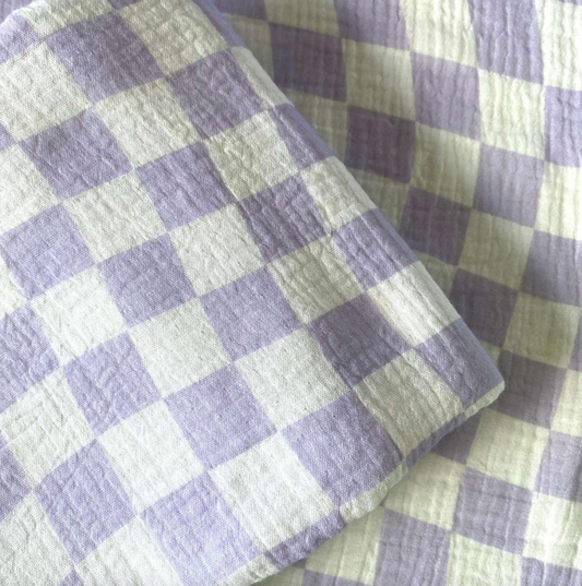 Golden Child - Wavy Check Organic Swaddle - Lilac