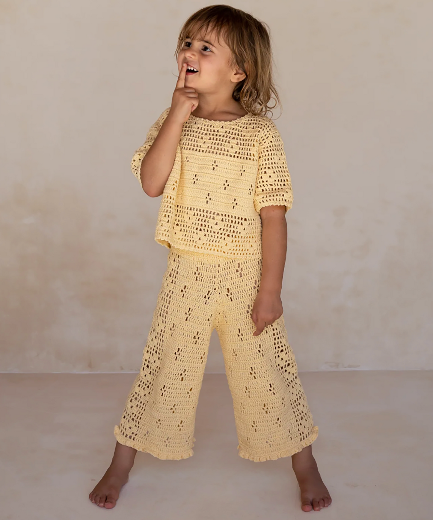 Illoura the Label - Filet Crochet Pants - Butter