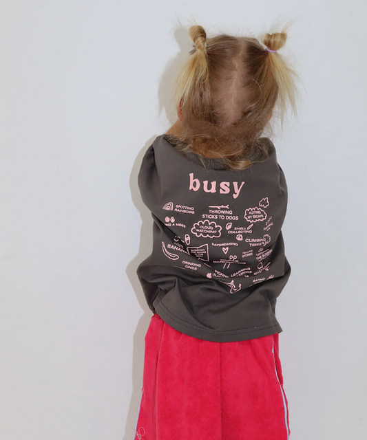 Lenn Label - Busy Tee - Charcoal & Pink