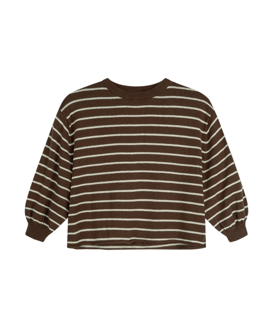 Illoura the Label - Lightweight Knit Pullover - Choc Stripe