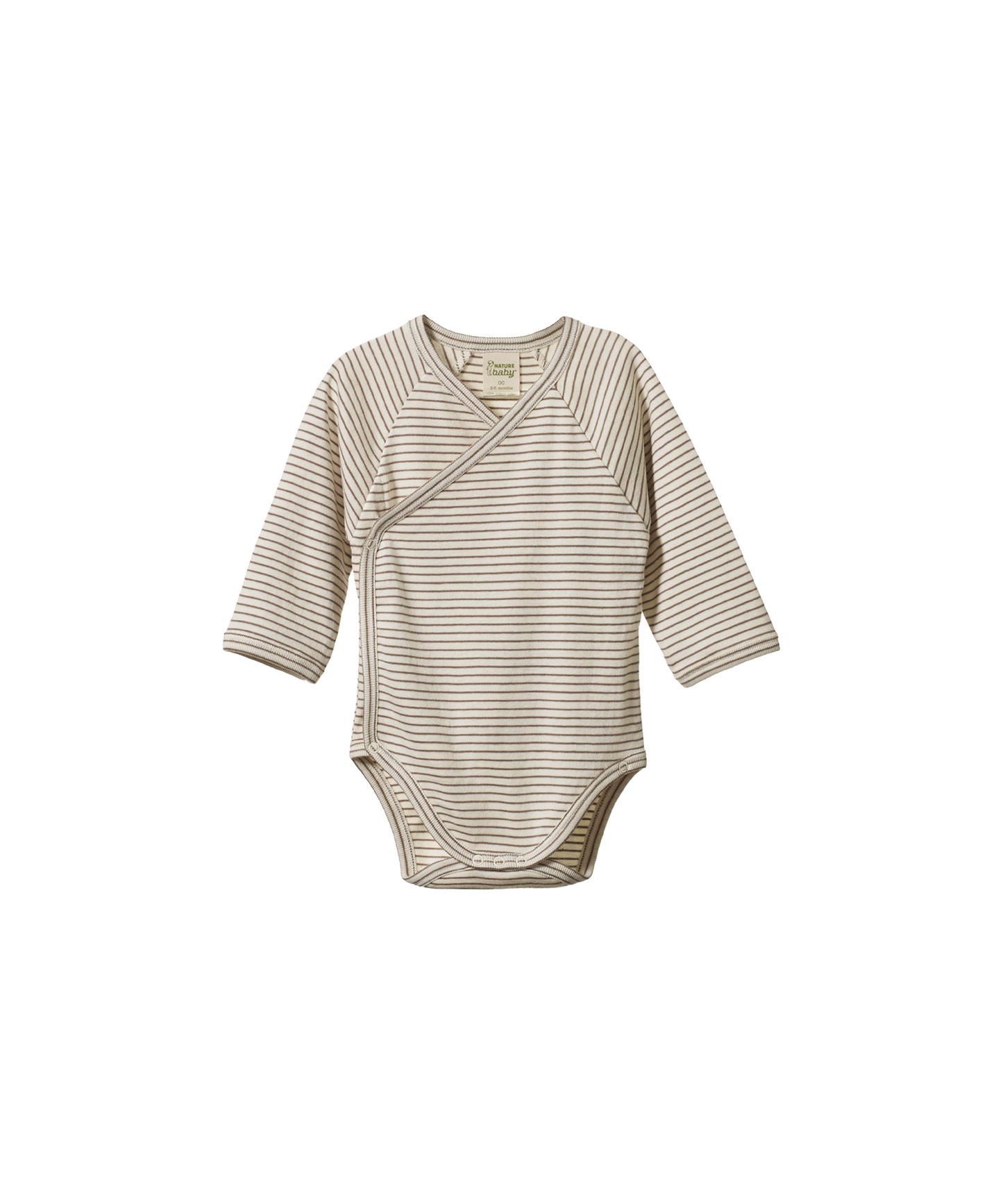 Nature Baby - L/S Kimono Bodysuit - Mushroom Stripe