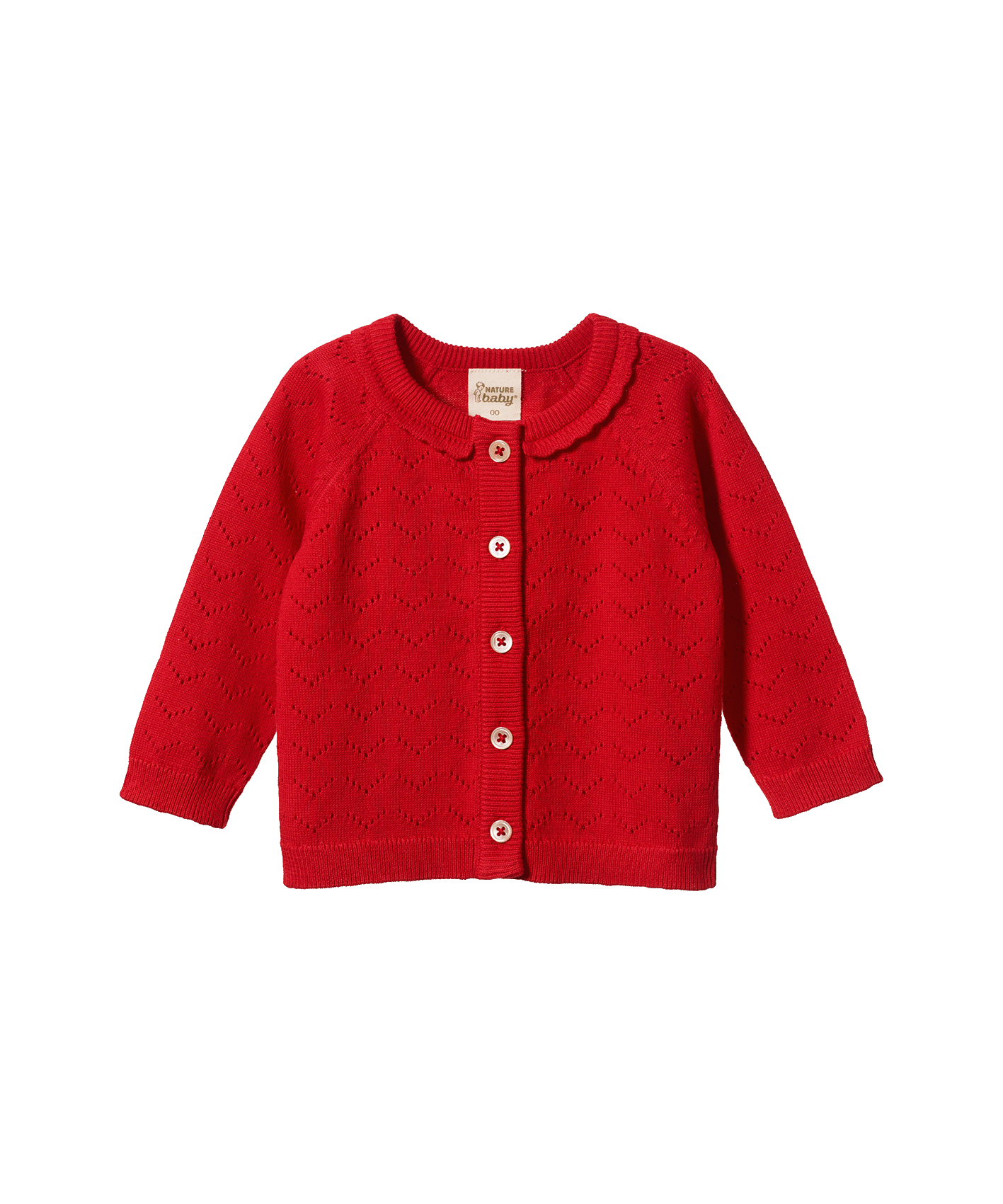 Nature Baby - Piper Cardigan - Raspberry Red Pointelle