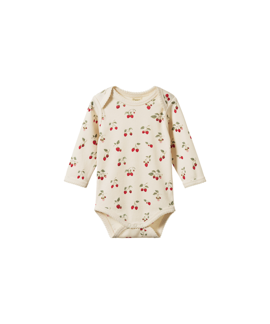 Nature Baby - Long Sleeve Body Suit - Strawberry Blush Print