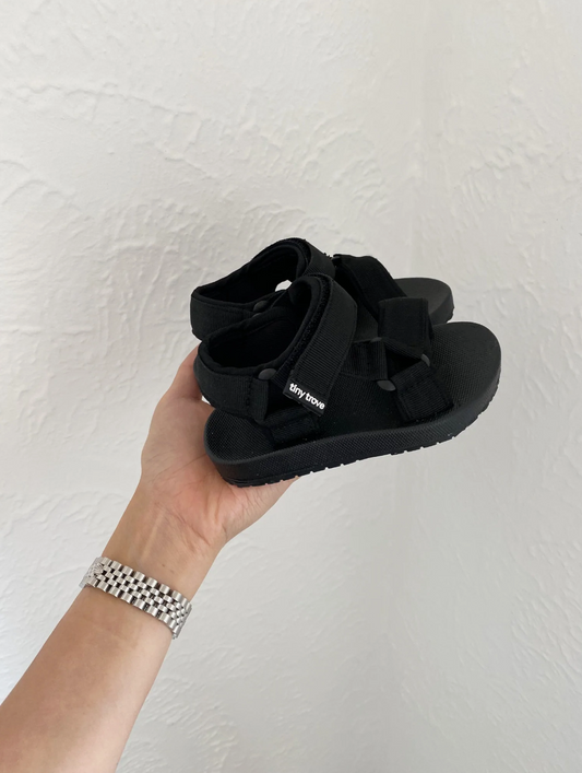 Tiny Trove - Olympia Velcro Sandals - Black
