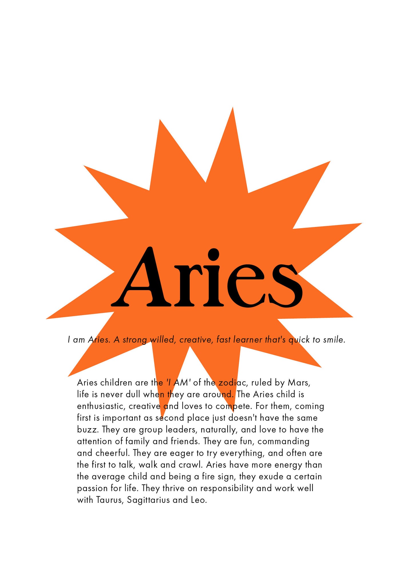 La Terre Press - Children's Zodiac Print - Aries