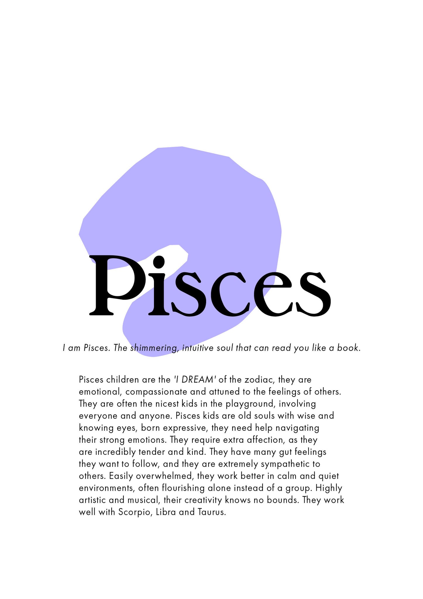 La Terre Press - Children's Zodiac Print - Pisces