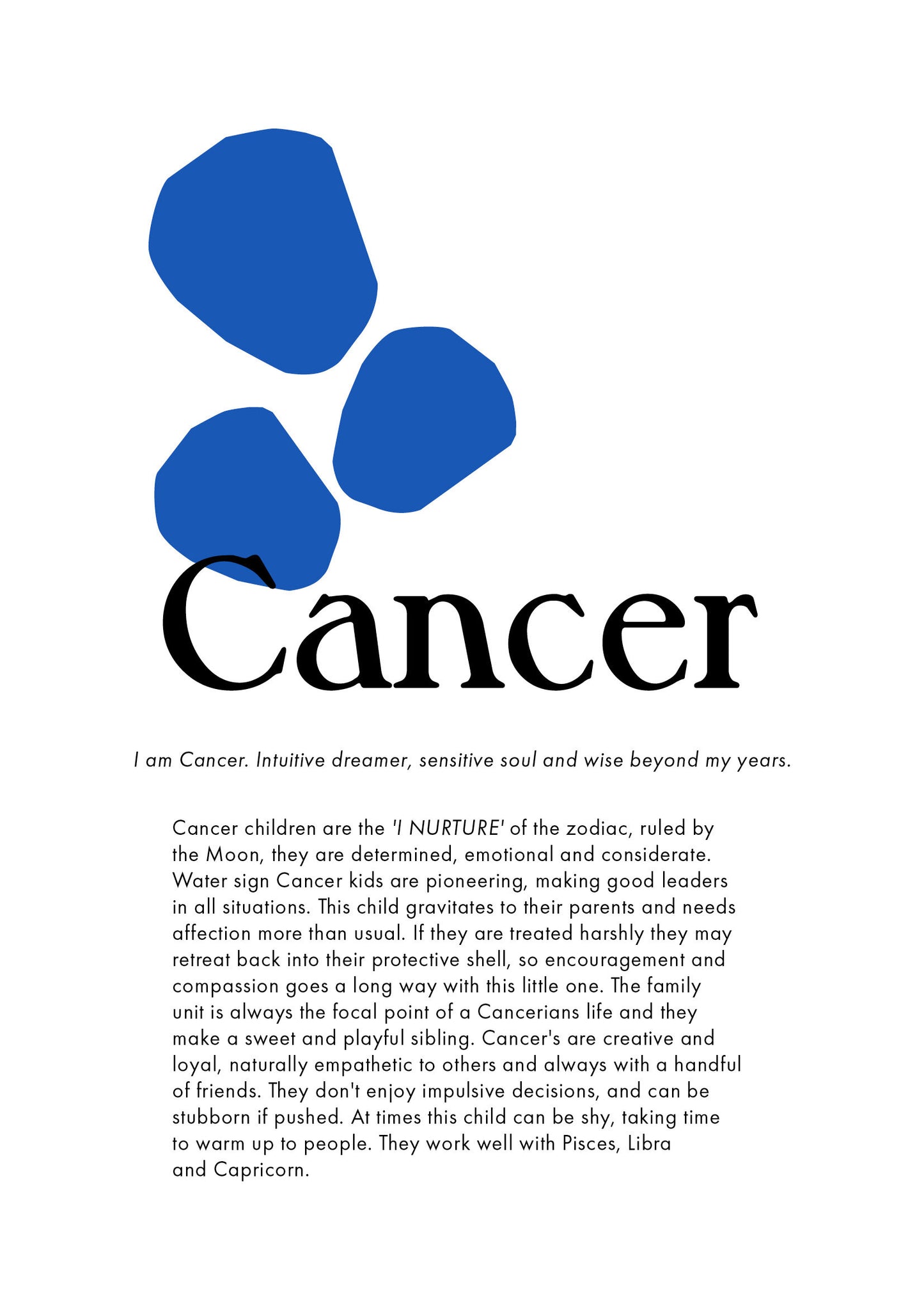 La Terre Press - Children's Zodiac Print - Cancer