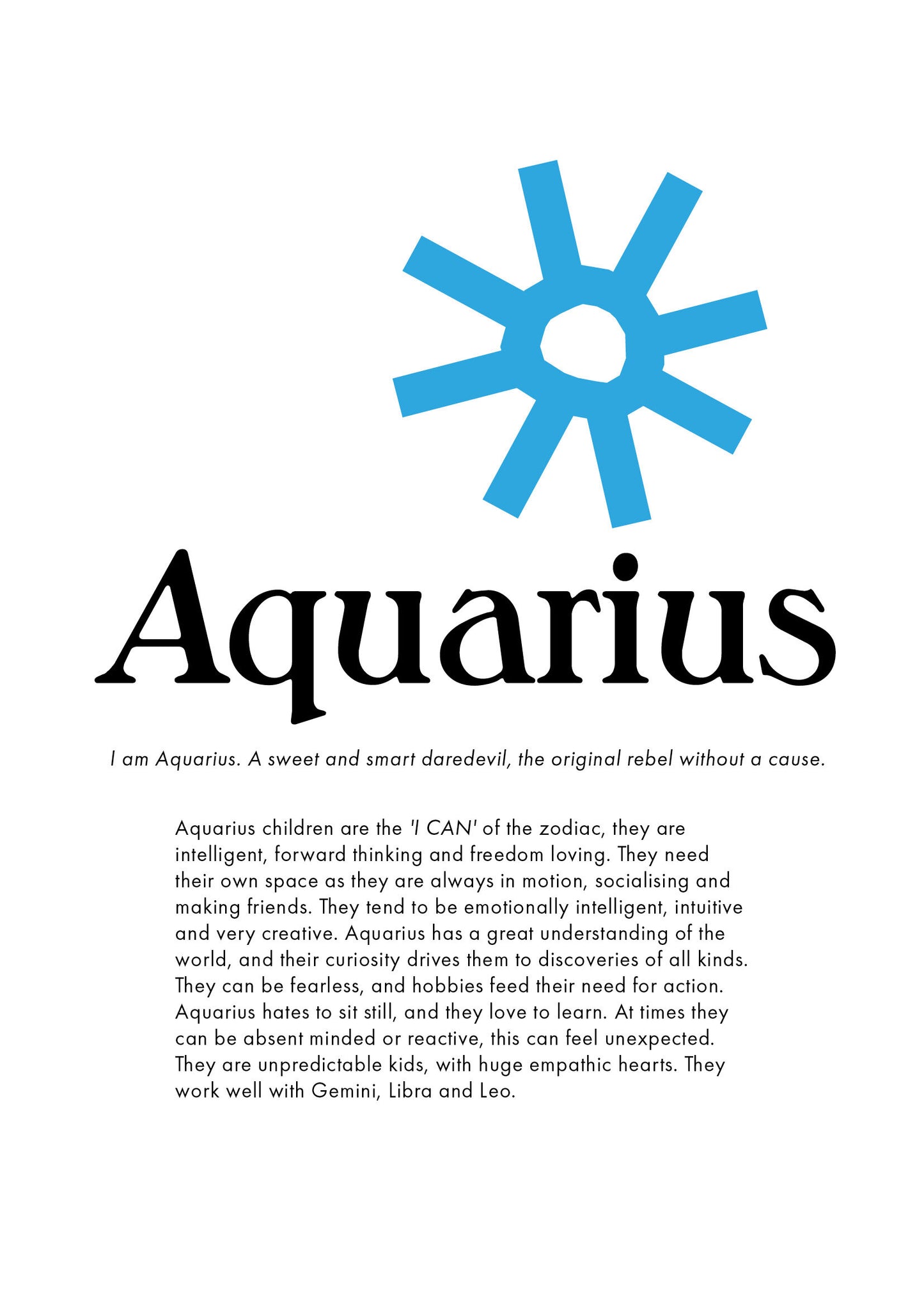 La Terre Press - Children's Zodiac Print - Aquarius